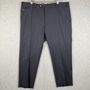 Meyer Bonn Pants Mens 40x26 Navy Blue Modern Fit Wool Blend Twill Dress Trousers